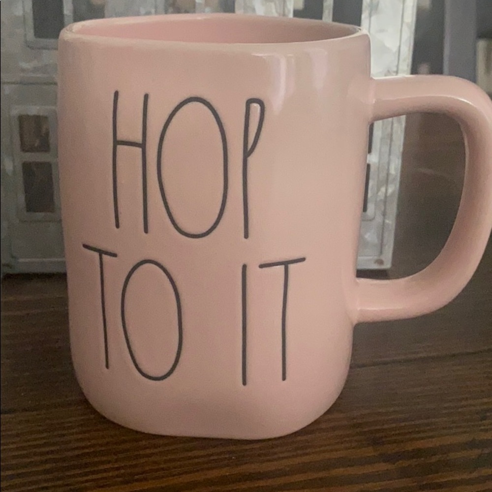 Rae Dunn hop to it mug in pink. New never used